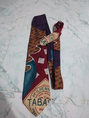 Vtg Tabasco Tie Mens Classic Geometric Made USA Silk